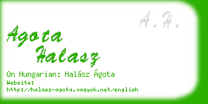 agota halasz business card